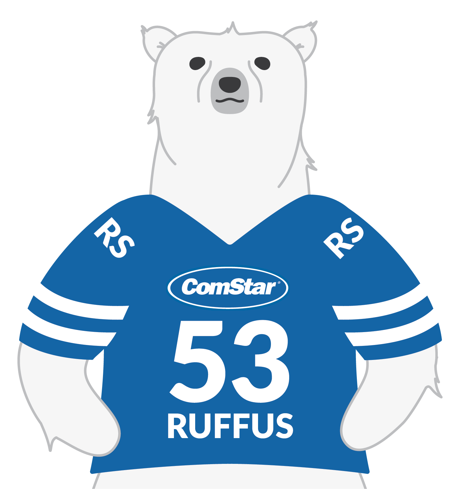 Ruffus Polar Bear in Sports Jersey Cartoon